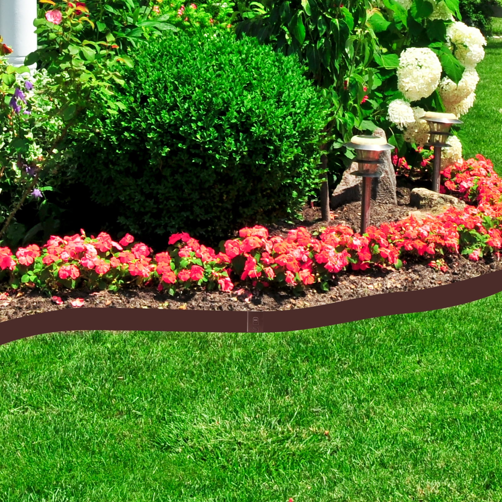 39in Landscaping Edgings 5 PCS Brown Metal Lawn Edging Steel Garden Border for Gardens, Paths, Lawns, And Outdoor Patios