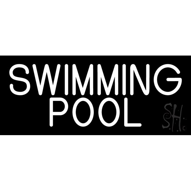 White Swimming Pool LED Neon Sign 6 x 15 inches, Clear Edge Cut
