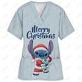 thumbnail image 3 of Uniforme de enfermera con estampado de Disney Stitch, uniforme de enfermera para mujer, cuello en V, uniforme clínico, hospital, atención médica, spa, camiseta, blusa, 3 of 5