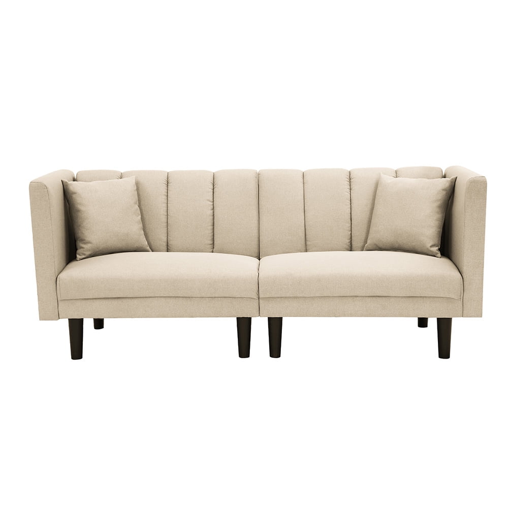 Kepooman Modern Sofa Sleeper Bed With 2 Pillows, White Kepooman Modern Sofa Sleeper Bed With 2 Pillows, White
