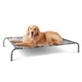 thumbnail image 1 of Cama para perros, grande, elevada, refrigeración, exterior, a rayas, gris, 1 of 7