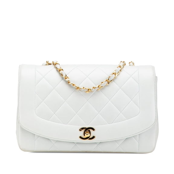 Pre-Owned CHANEL Diana Coco Mark Crossbody Chain Shoulder Bag in Light Blue Lambskin... (Good)