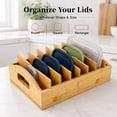 thumbnail image 5 of FOUKUS Container Lid Organizer: Bamboo Kitchen Storage Organizer with Adjustable Dividers for Plastic Lid Organizer, Food Container Lid Organizer for Cabinet, Drawer, Pantry & Countertop Organization, 5 of 6