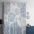 thumbnail image 5 of Blue Teal Coastal Semi Sheer Curtains Drapes for Living Room, Bedroom, French Doors Window 72 Inches Long, Summer Beach Coral Shell Starfish Rod Pocket Chiffon Curtain Drapery Voile Draperies Panel, 5 of 6