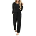 thumbnail image 6 of Women's 2 Piece Lounge Sets Sweatsuits Crew Neck Tops Long Sleeve Blouses High Waisted Wide Leg Sweatpants Two Piece Outfits Lounge Sets Spring Summer Beach Vacation Sets, 6 of 7
