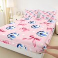 thumbnail image 4 of Manfei Cute Coquette Bowknot Queen Sheets,Modern Volleyball Queen Sheet Sets,4pcs,1 Flat Sheet,1 Fitted Sheet and 2 Pillowcases, 4 of 6