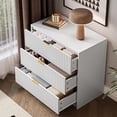 thumbnail image 2 of FURNIWAY 3 Drawer Fluted Dresser, 32 Inch Wide Nightstand with Large Drawer, 3 Drawer End Table for Bedroom, Living Rooms, Offices and Entryways,White, 2 of 7