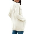 thumbnail image 5 of Mengpipi Women's Cardigan Sweater Loose Long Sleeve Open Front Knit Coat with Pockets, White-2XL(US 20-22), 5 of 7