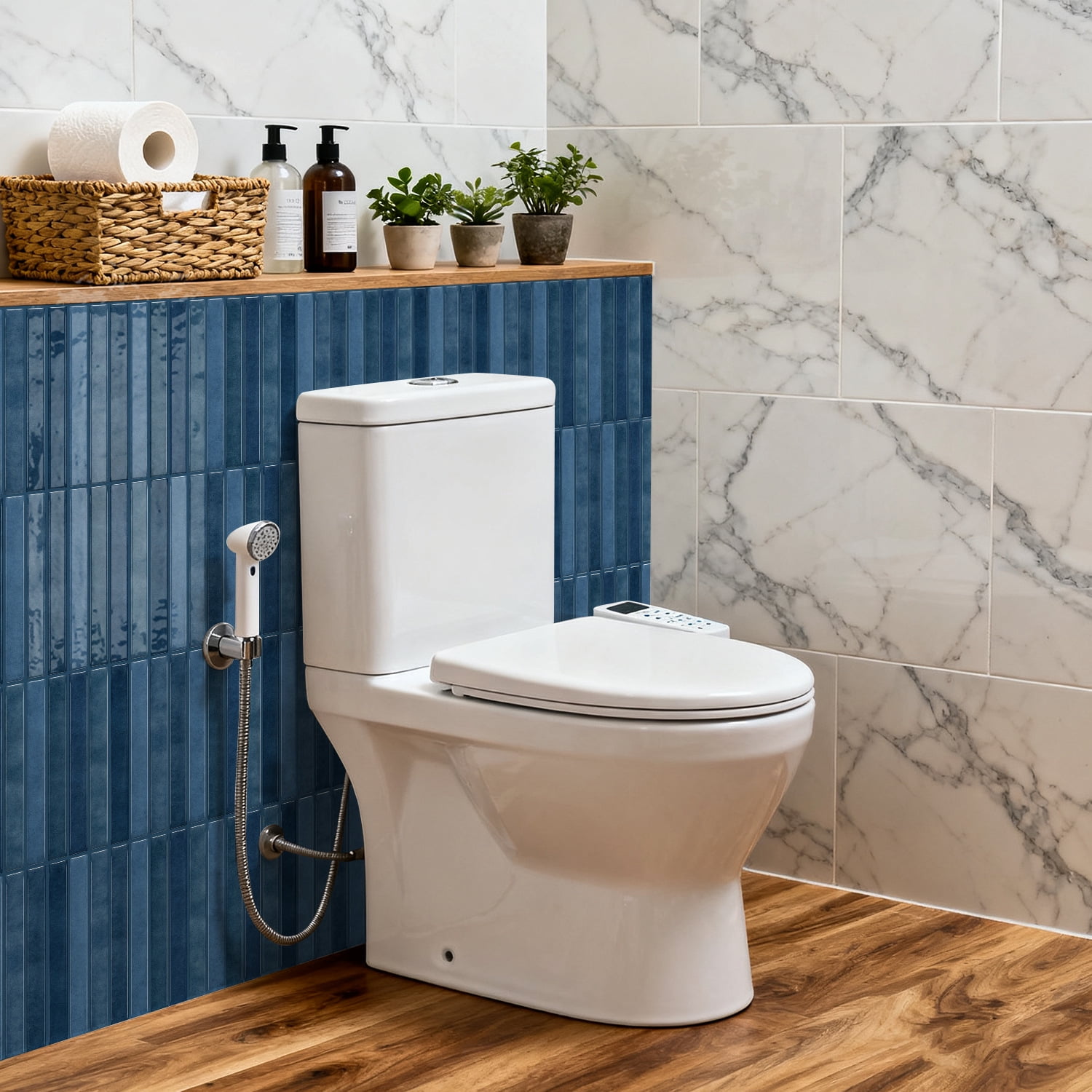 Firefly Hope 24-Sheet 9.7"×4.7" Stacked 3D Handmade Look Peel and Stick Backsplash, Waterproof Self-Adhesive Wall Tiles for Kitchen & Bathroom DIY Decor, Dark Blue