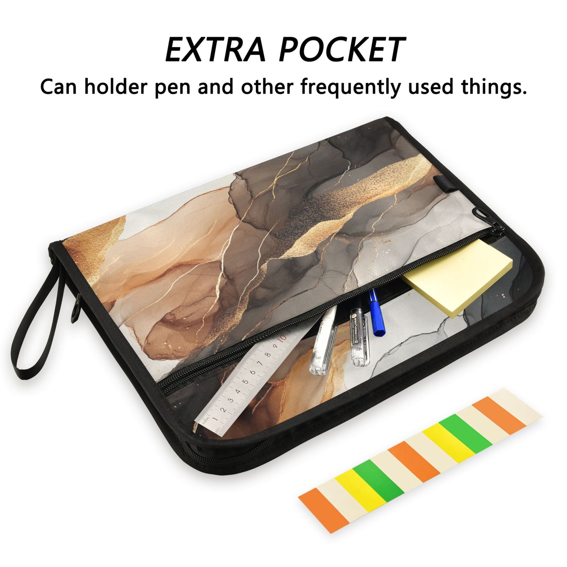 WOBOGO Brown Texture Expanding File Folder Letter Size Accordion Filing Organizer 13 Pocket Separate Organ Pocket