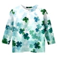 thumbnail image 4 of GPOECD T-Shirts Filles St Day Graphique à la Mode Polyvalent Col Rond Manches 3/4 Décontracté pour Enfants Hauts Mignons pour Filles Vert,120, 4 of 5