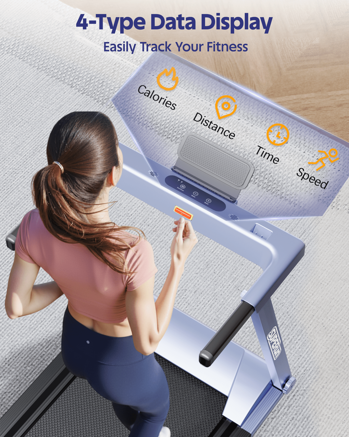 Superun 4-in-1 Foldable Treadmill with Incline, 300 LBS Capacity Running Treadmills for Home Small Spaces with Handles, 3.0 HP Folding Treadmill with Smart APP
