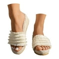 thumbnail image 3 of DAFEI Tassel Trim Sandals with Woven Straps Platform Wedge Heel Rope Sole Boho Toe Ring Slip On Sandals for Summer, 3 of 8