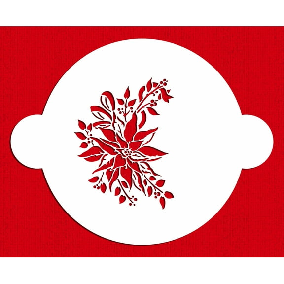 Designer Stencils Poinsettia Spray Cake Stencil, Beige/semi-transparent