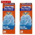 thumbnail image 1 of Hefty Ultra Sacs à Déchets Résistants à Cordon, Recyclage Bleu, Grands 50 L, 28 Sacs (Lot de 2), 1 of 2