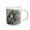 White, variant on 3drose, Myanmar. Mt Popa. Rhesus Macaque Next to a Temple Guardian., 15oz Two-tone Blue Mug