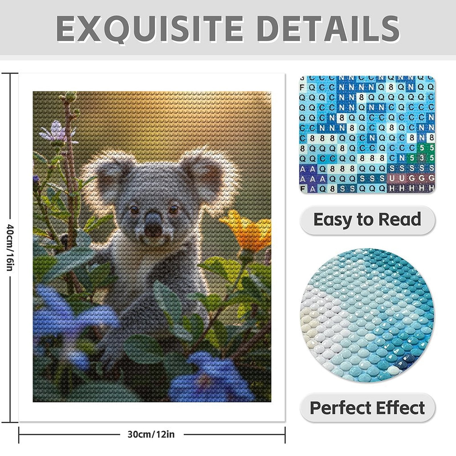Diamond Art Kit for Adults, Koala Among Blossoms At Sunset Diamond Painting for Adults Beginners, DIY Diamond Art Painting Kits, 5D Diamond Painting Crafts for Home Decor 12x16 Frameless