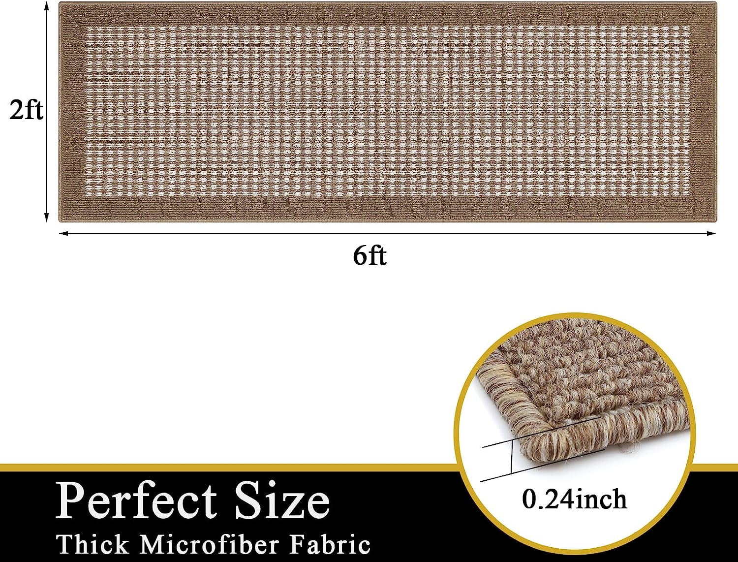Findosom 2'x6' Hallway Runner Rug Non Slip Entryway Mat with Rubber Backing Machine Washable Laundry Runner Rug Long Indoor Doormat Entrance Floor Mat Runner for Garage Kitchen Laundry Brown
