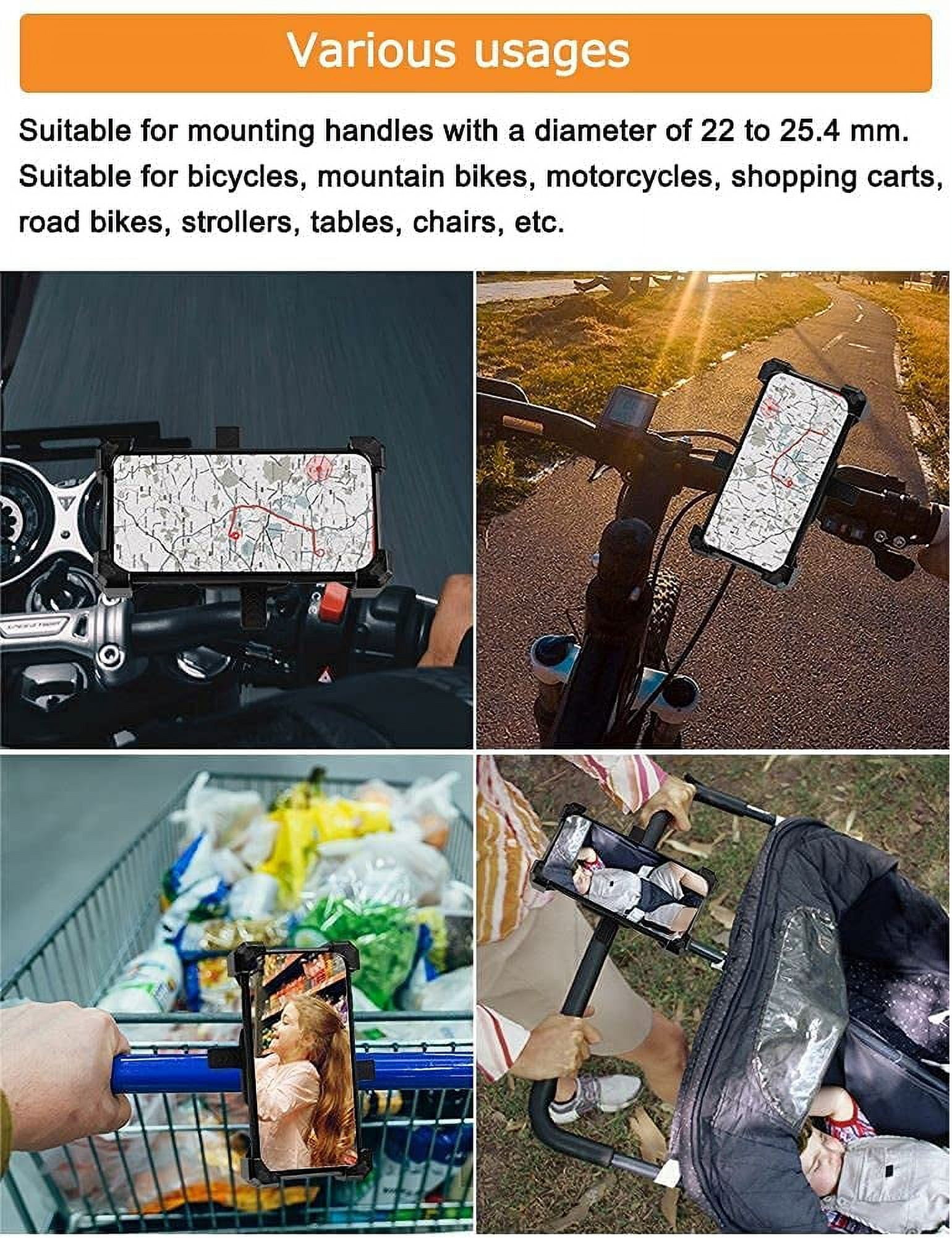 Tattom Phone Holder for Bike, Adjustable Bike Phone Mount Easy Install Scooter Phone Holder, Bicycles Cell Phone Holder Handlebar for 4.7-6.8 inch Black .