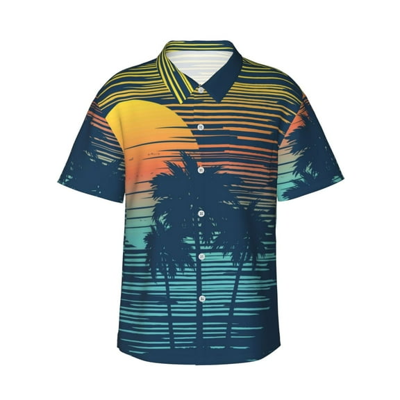 Kll Men'S Hawaiian Shirt Short Sleeve Button Down Beach Shirts-Palm Trees