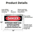 thumbnail image 2 of (2 Pack) Nitrogen Inert Gas Equipment OSHA Danger Sign 14 Inch X 10 Inch Indoor / Outdoor Rust-Free Aluminum Metal Signs for Workplace, Workshop, and Construction Site, Made in the USA, 2 of 8