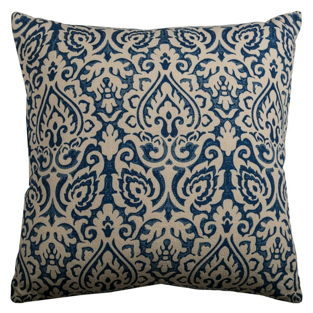 Decorative Poly Filled Throw Pillow Damask 22"X22" Navy