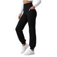 thumbnail image 2 of BRELIL Women's High Waisted Jogger Pants with Pockets Solid Casual Active Long Lounge Pants Athletic Workout Fall Winter Comfort Trousers, Black L, 2 of 7