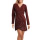 thumbnail image 1 of Vestido de lentejuelas con falda corta irregular, escote en V, sexy, color burdeos, XL, otoño, 1 of 8