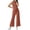 Brown, variant on Petite Womens Matching Sets 2 Piece Summer Outfits Sleeveless High Neck Tank Tops & Wide Leg Pants Trousers Casual Going Out