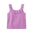 thumbnail image 6 of Women's Ruffled Cotton Linen Crew Neck Tank Top Sleeveless Loose Casual Side Button Decor Summer Shirts Beach Blouse, XL, 6 of 7