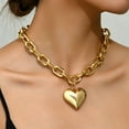 thumbnail image 2 of Gold Puffy Heart Necklace for Women Chunky Heart Choker Necklace Gold Love Statement Pendant Necklace Trendy Jewelry Gift for Women, 2 of 7