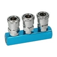 thumbnail image 3 of 3 Way Manifold Block Splitter Quick Connect Air Hose Splitter Coupler Air Compressor Splitter Pneumatic Air Compressor Manifold Fitting, 3 of 7