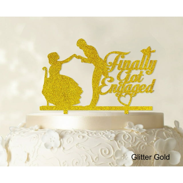 Finally Got Engaged Couple Cake Topper Wedding Cake Topper Color Option Available 6-8 Inches Wide