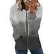 thumbnail image 1 of Puntoco moda mujer manga larga cremallera frente abierto suelta prendas de vestir exteriores blusa estampada abrigo Tops bolsillos blusa con capucha liquidación Puntoco Puntoco-6421, 1 of 5