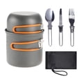 thumbnail image 4 of Almencla Camping Cookware Mess Kit with Cutlery Lightweight for Hiking Folding Handle Orange Handle, 4 of 8