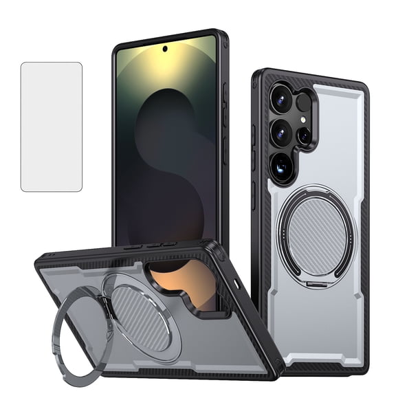 Allytechgroup Magnetic Case for Samsung Galaxy S26 Ultra with 1 Pack Screen Protection, Slim Lightweight Rugged with Kickstand Support Wireless Charging Shockproof Protective Back Cover, Gray