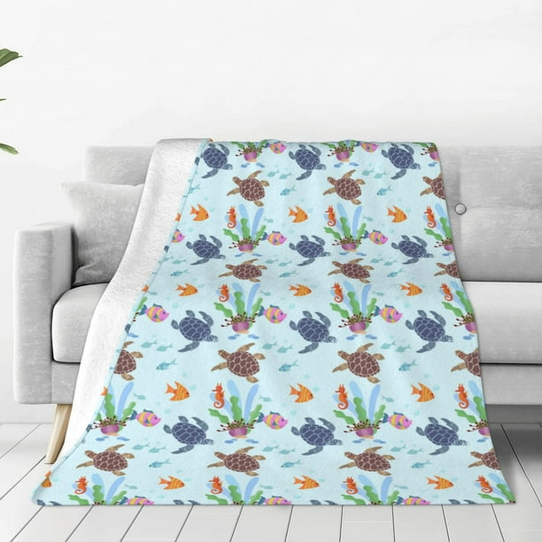 Balery Turtle Manta de Felpa Suave y Acogedora – Cobija de Franela Aterciopelada para Cama, Lavable y Cálida para Sofá, Mascotas, Transpirable-60"x50"