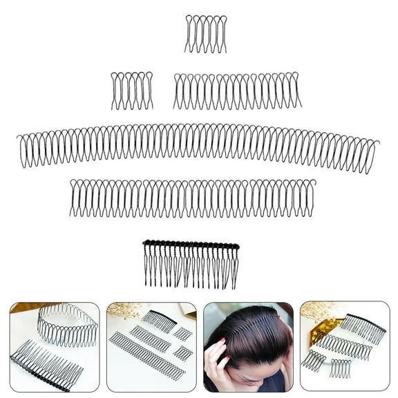 ROSENICE Invisible Comb Curly Hair Accessories Pin Girl Back of 28x3cm Black Metal Miss