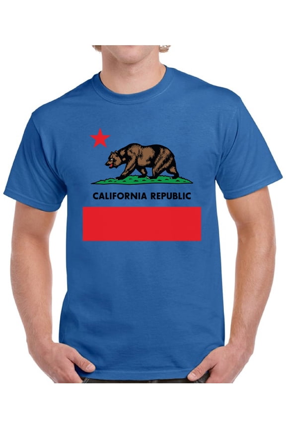 California Republic Bear T-Shirt for Men - S M L XL 2XL 3XL 4XL 5XL USA State Graphic Tee - California Clothes Collection Funny Cali Gift for Men