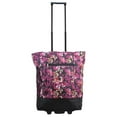 thumbnail image 2 of 20" Carry-on Rolling Luggage Bag,Print Shopping Bag Tote with Wheels,Portable Grocery Trolley Bag for Short Trips,Beach & Daily Use,Pink Floral - TF023, 2 of 7