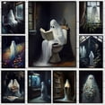 thumbnail image 2 of Póster de Ghost In Wildflowers, póster Vintage gótico de Dark Academia, pintura en lienzo, imágenes artísticas de pared, decoración de la habitación del hogar de Halloween, 2 of 4