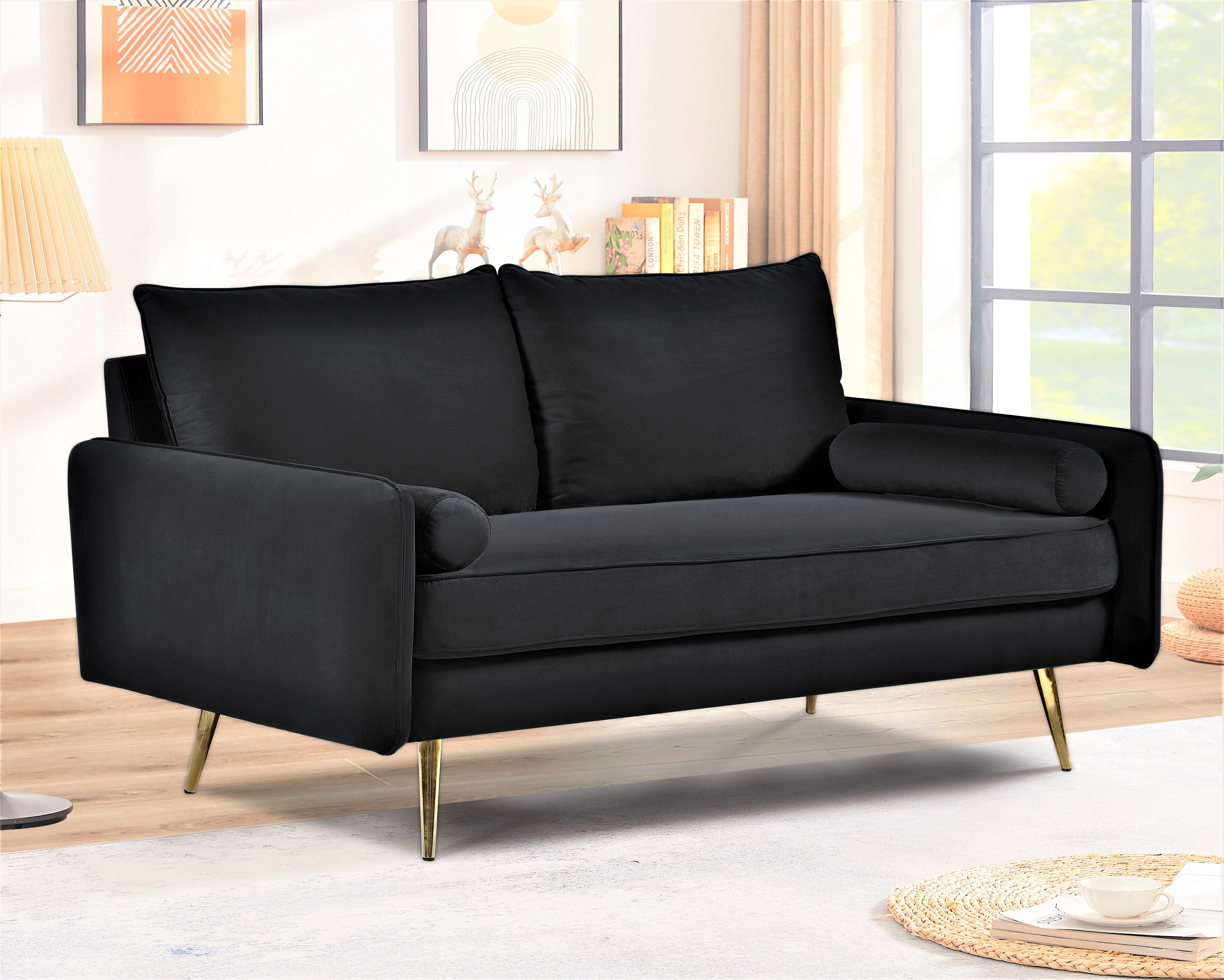 US Pride Furniture Villeda 58''W Polyester Square Arms Loveseat Black
