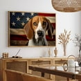 thumbnail image 4 of English Foxhound Dog American Flag Canvas Poster Wall Art Dog Pictures for Wall Decor Red White Blue Flag of USA Patriotic Painting Print for Living Room Bedroom Office, 4 of 5