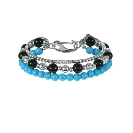 No Boundaries Men's Beaded Bracelet, Blue and Silver, 1 Pack