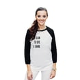 thumbnail image 2 of Too Glam To Give A Damn Unisex 3/4 Sleeves Baseball Raglan T-Shirt Tee White Black X-Small, 2 of 4