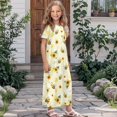 thumbnail image 3 of Uourmeti Girl's Short Sleeve Cartoon Bee Sunflower Print Crew Neck Loose Casual Long Maxi Dress with Pockets Toddler Girls Sundress Clothes, Size 11-12 Years, 3 of 7