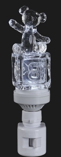 Roman 6.5" Icy Crystal LED Lighted Baby Block Teddy Bear Night Light