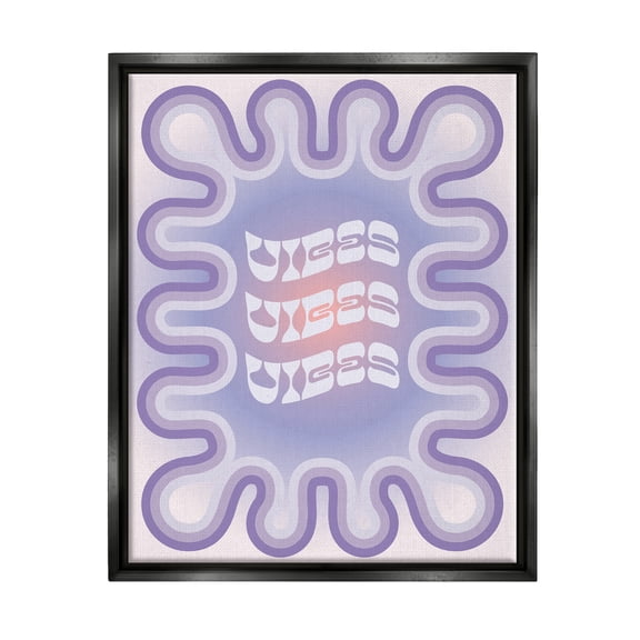 Stupell Industries Vibes Purple Groovy Abstract Inspirational Painting Black Floater Framed Art Print Wall Art