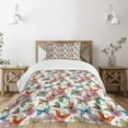 thumbnail image 3 of Ambesonne Butterfly Quilted Bedspread Set 2 Pcs, Carnations Vintage, Twin Size, Multicolor, 3 of 6