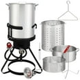 thumbnail image 2 of 13*32inch Four-Piece Set, Black Round Iron Stove Frame, Silver Aluminum 30qt Turkey Pot 10qt Fish Pot, Gas Fryer, 2 of 58